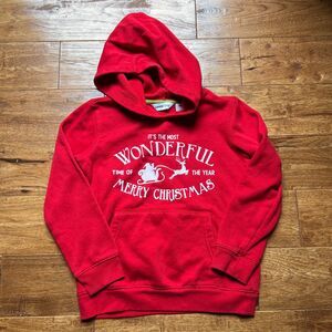 Merry Christmas Hoodie Red Land's End Kids Medium / 8